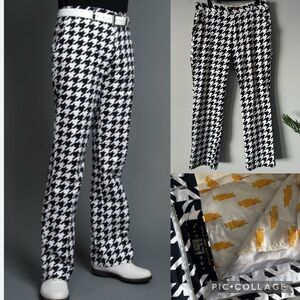 Loudmouth Golf Pants Bold Black White Houndstooth sz 32 X 29L